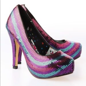 Iron Fist rainbow sequined platformed pumps